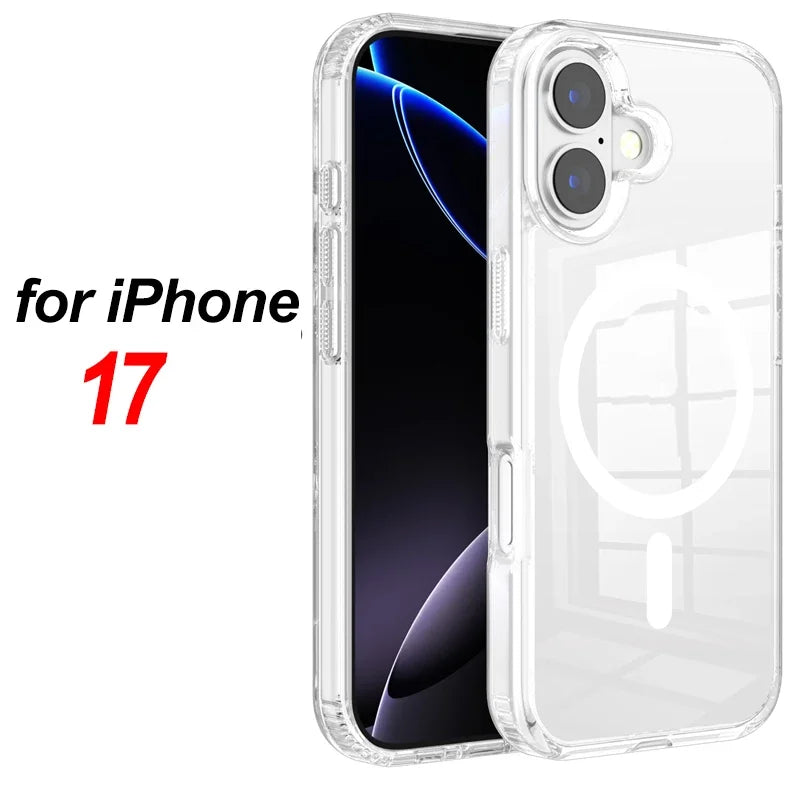 Bitcoin MagSafe iPhone 17 Case – Shockproof Magnetic Clear Cover with Wireless Charging