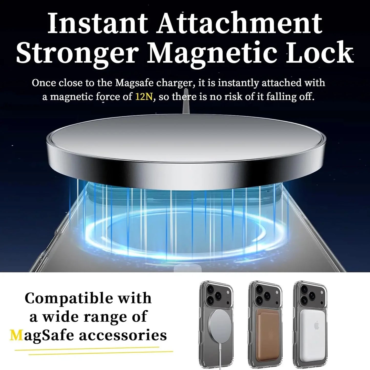 Bitcoin MagSafe iPhone 17 Case – Shockproof Magnetic Clear Cover with Wireless Charging